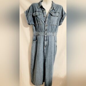 Given Kale Denim Button-Down Midi Dress SIZE Large